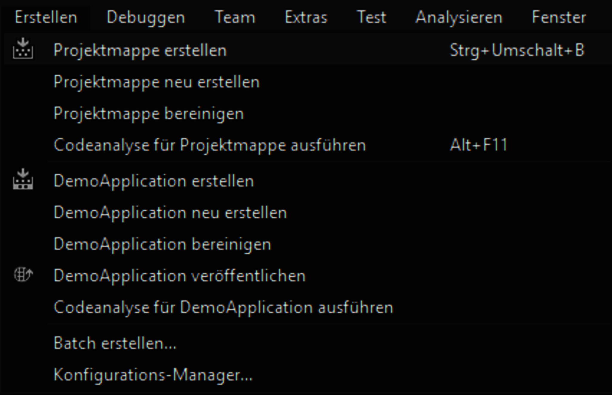 Visual Studio - Erstellen der Projektmappe