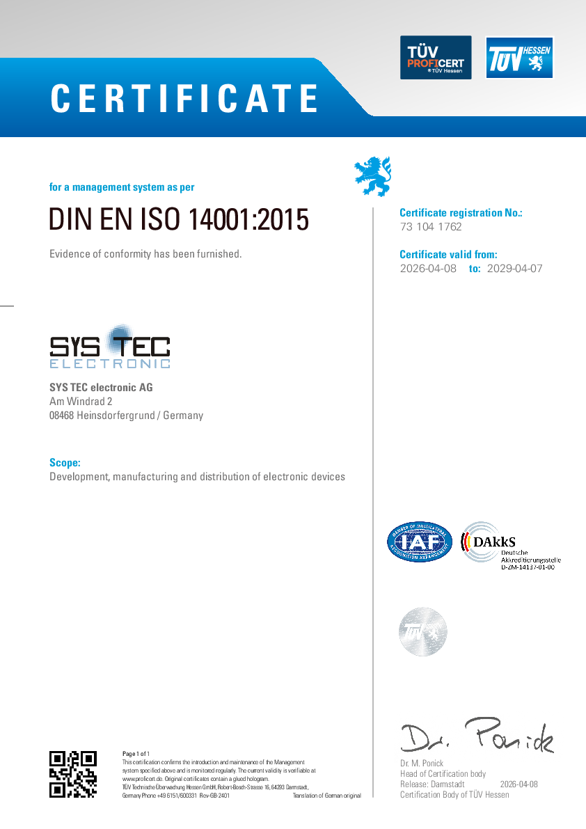 ISO 14001 Certificate English herunterladen